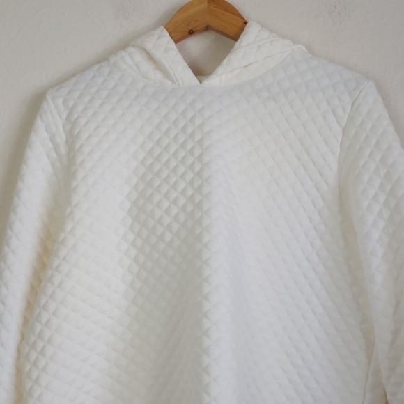 NEW J Crew Women's Quilted Hoodie Pullover Sweater Cream Size Large - Picture 3 of 13